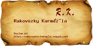 Rakovszky Karméla névjegykártya